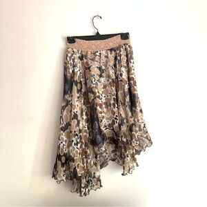 Elegant Brown Beige Abstract Print Women's Tango Skirt (S-M)